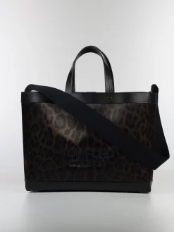 TOM FORD Borse Shopping<BORSA SHOPPING ANIMALIER SMALL Marrone, Nero
