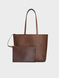 ETRO Borse Shopping<BORSA SHOPPING ESSENTIAL M Marrone, Nero, Rosso, Verde