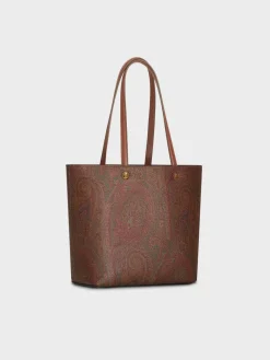 ETRO Borse Shopping<BORSA SHOPPING ESSENTIAL M Marrone, Nero, Rosso, Verde