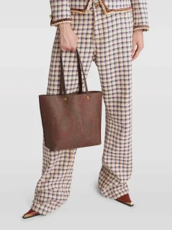 ETRO Borse Shopping<BORSA SHOPPING ESSENTIAL M Marrone, Nero, Rosso, Verde
