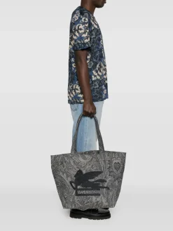ETRO Borse|Borse Shopping<BORSA SHOPPING SOFT TROTTER L DENIM PAISLEY UNISEX Bianco, Grigio