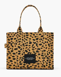 MARC JACOBS Borse Shopping<BORSA THE CHEETAH CANVAS LARGE TOTE Beige, Nero