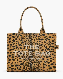 MARC JACOBS Borse Shopping<BORSA THE CHEETAH CANVAS LARGE TOTE Beige, Nero