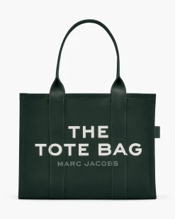MARC JACOBS Borse Shopping<BORSA THE LARGE TOTE CANVAS Bianco, Verde
