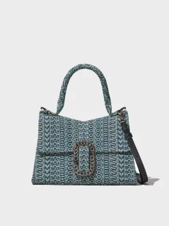 MARC JACOBS Borse A Mano<BORSA TOP HANDLE THE WASHED MONOGRAM DENIM ST. MARC Grigio, Verde