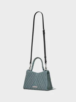 MARC JACOBS Borse A Mano<BORSA TOP HANDLE THE WASHED MONOGRAM DENIM ST. MARC Grigio, Verde