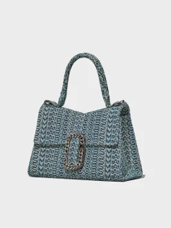 MARC JACOBS Borse A Mano<BORSA TOP HANDLE THE WASHED MONOGRAM DENIM ST. MARC Grigio, Verde