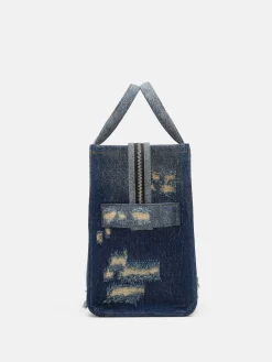 MARC JACOBS Borse Shopping<BORSA TOTE MEDIUM THE RIP AND REPAIR DENIM Bianco, Blu
