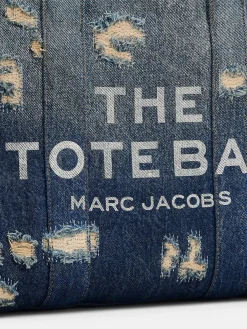 MARC JACOBS Borse Shopping<BORSA TOTE MEDIUM THE RIP AND REPAIR DENIM Bianco, Blu