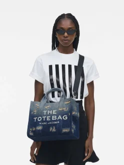 MARC JACOBS Borse Shopping<BORSA TOTE MEDIUM THE RIP AND REPAIR DENIM Bianco, Blu