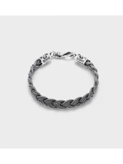 EMANUELE BICOCCHI Bracciali<BRACCIALE 6-T FLAT BRAIDED BRACELET Grigio