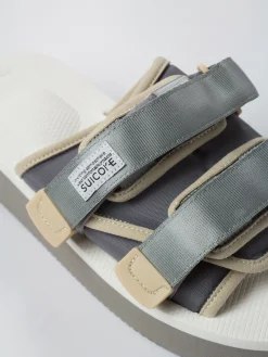 SUICOKE Sandali<CAIBATTA MOTO PO Beige, Bianco, Grigio