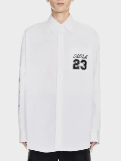 OFF-WHITE Camicie<CAMICIA 23 LOGO HEAVYCOT OVERSHIRT Bianco, Nero