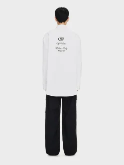 OFF-WHITE Camicie<CAMICIA 23 LOGO HEAVYCOT OVERSHIRT Bianco, Nero