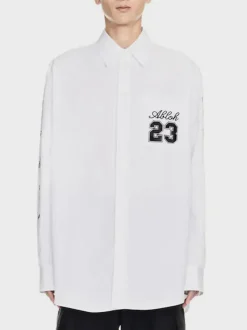 OFF-WHITE Camicie<CAMICIA 23 LOGO HEAVYCOT OVERSHIRT Bianco, Nero
