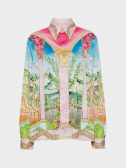 CASABLANCA Camicie<CAMICIA A COLLO CUBANO Arancione, Azzurro, Giallo, Rosa, Verde