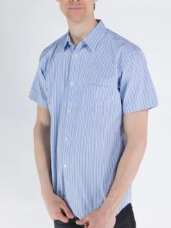 COMME DES GARCONS SHIRT Camicie<CAMICIA A MANICHE CORTE Azzurro, Bianco, Multicolor