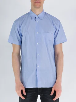 COMME DES GARCONS SHIRT Camicie<CAMICIA A MANICHE CORTE Azzurro, Bianco