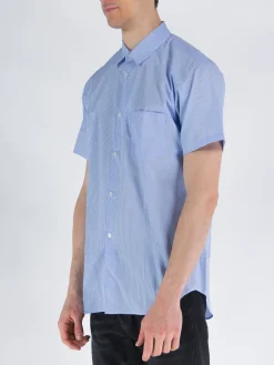 COMME DES GARCONS SHIRT Camicie<CAMICIA A MANICHE CORTE Azzurro, Bianco