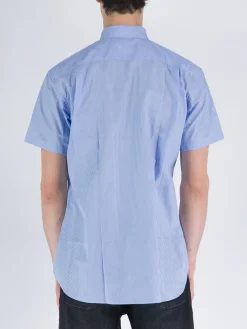 COMME DES GARCONS SHIRT Camicie<CAMICIA A MANICHE CORTE Azzurro, Bianco