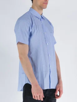 COMME DES GARCONS SHIRT Camicie<CAMICIA A MANICHE CORTE Azzurro, Bianco