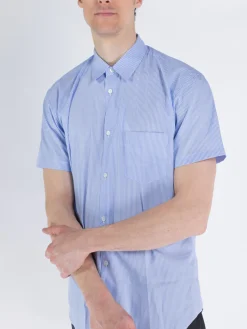 COMME DES GARCONS SHIRT Camicie<CAMICIA A MANICHE CORTE Azzurro, Bianco