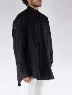 VETEMENTS Camicie<CAMICIA A RIGA CON TASCA Bianco, Nero, Rosso