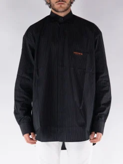 VETEMENTS Camicie<CAMICIA A RIGA CON TASCA Bianco, Nero, Rosso