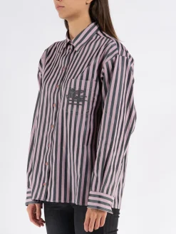 ETRO Camicie<CAMICIA A RIGHE Nero, Rosa