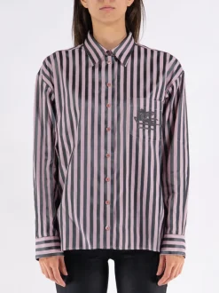 ETRO Camicie<CAMICIA A RIGHE Nero, Rosa
