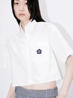 KENZO Camicie<CAMICIA BOKE 2.0 CROPPED Bianco, Nero