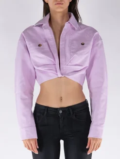 OFF-WHITE Camicie<CAMICIA CARGO CROPPED TWIST-FRONT Rosa