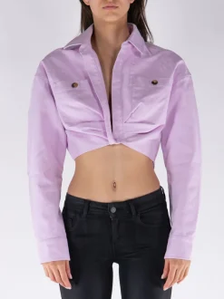 OFF-WHITE Camicie<CAMICIA CARGO CROPPED TWIST-FRONT Rosa