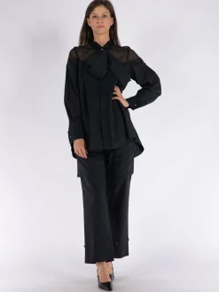 Camicie<CAMICIACHIFFONMIXCOTTONPOPLIN Nero