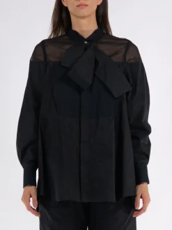 Camicie<CAMICIACHIFFONMIXCOTTONPOPLIN Nero