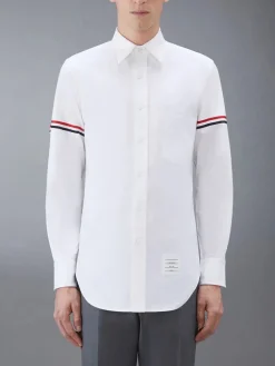 THOM BROWNE Camicie<CAMICIA CLASSIC LONG SLEEVE BUTTON DOWN POINT Bianco