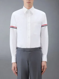 THOM BROWNE Camicie<CAMICIA CLASSIC LONG SLEEVE BUTTON DOWN POINT Bianco