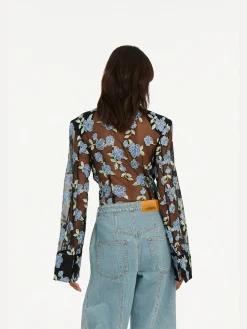 ROTATE BIRGER CHRISTENSEN Camicie<CAMICIA CON INSERTI A RETE Azzurro, Nero, Verde