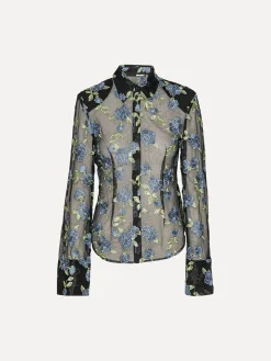 ROTATE BIRGER CHRISTENSEN Camicie<CAMICIA CON INSERTI A RETE Azzurro, Nero, Verde