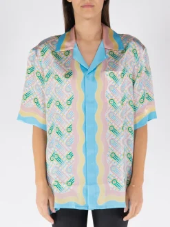 CASABLANCA Camicie<CAMICIA CUBAN COLLAR Azzurro, Giallo, Rosa