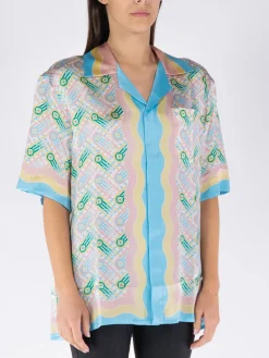 CASABLANCA Camicie<CAMICIA CUBAN COLLAR Azzurro, Giallo, Rosa