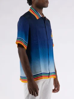 CASABLANCA Camicie<CAMICIA CUBAN COLLAR Arancione, Azzurro, Blu