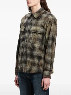 PALM ANGELS Camicie<CAMICIA CURVED LOGO CHECK Giallo, Grigio, Nero
