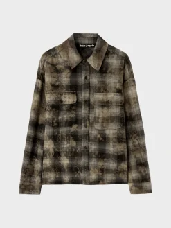 PALM ANGELS Camicie<CAMICIA CURVED LOGO CHECK Giallo, Grigio, Nero