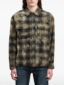 PALM ANGELS Camicie<CAMICIA CURVED LOGO CHECK Giallo, Grigio, Nero