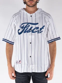 FUCT. Camicie<CAMICIA DA BASEBALL CON CAPPUCCIO Bianco, Blu