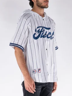 FUCT. Camicie<CAMICIA DA BASEBALL CON CAPPUCCIO Bianco, Blu