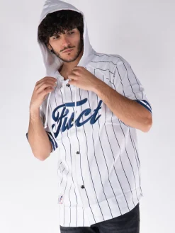 FUCT. Camicie<CAMICIA DA BASEBALL CON CAPPUCCIO Bianco, Blu