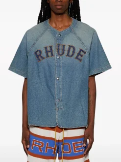 RHUDE Camicie<CAMICIA DENIM BASEBALL Blu