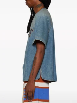RHUDE Camicie<CAMICIA DENIM BASEBALL Blu